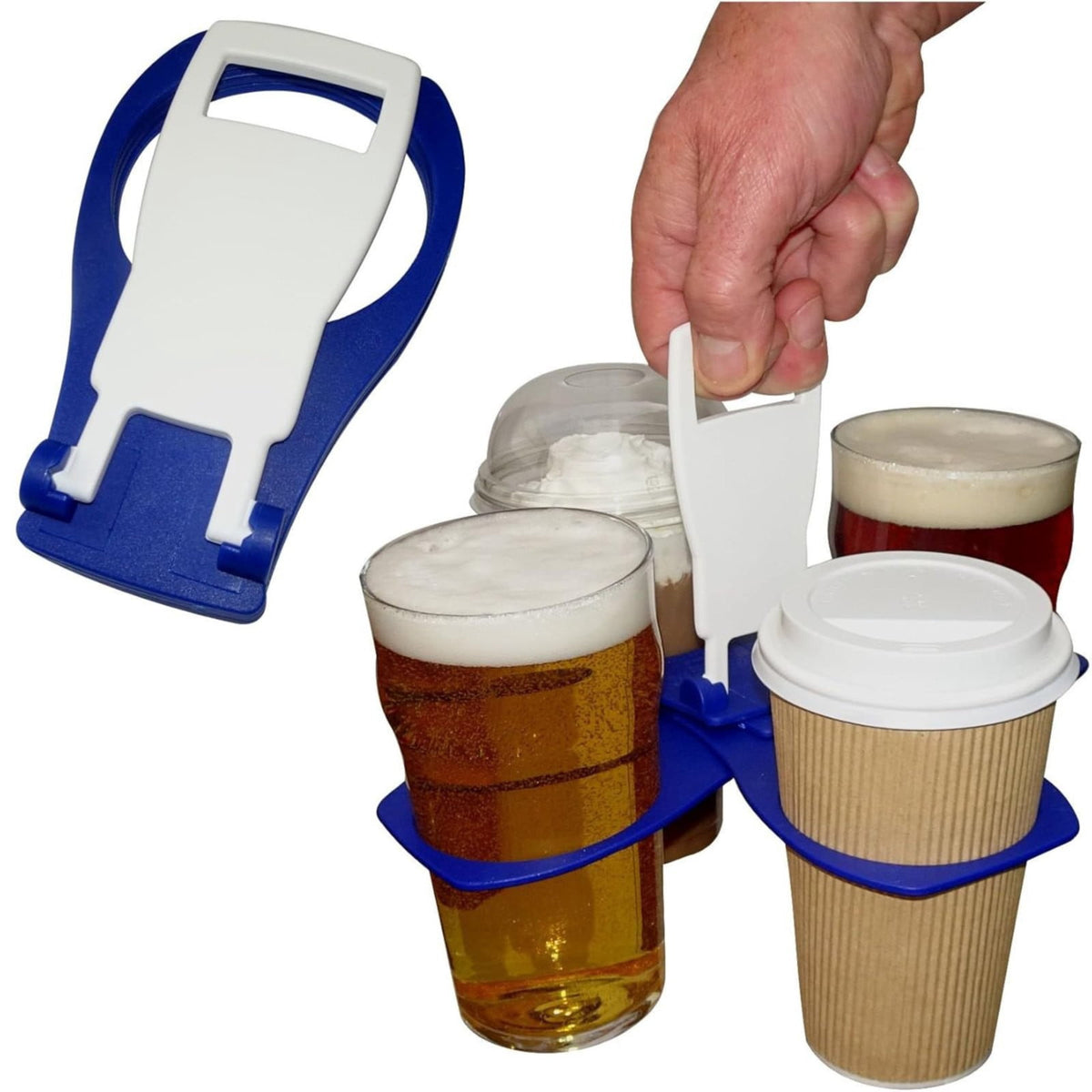 Collapsible Four-Cup Drink Caddy with Handle, Fold-Flat Black Plastic Carrier for Coffee Runs and Game Days - Image 6