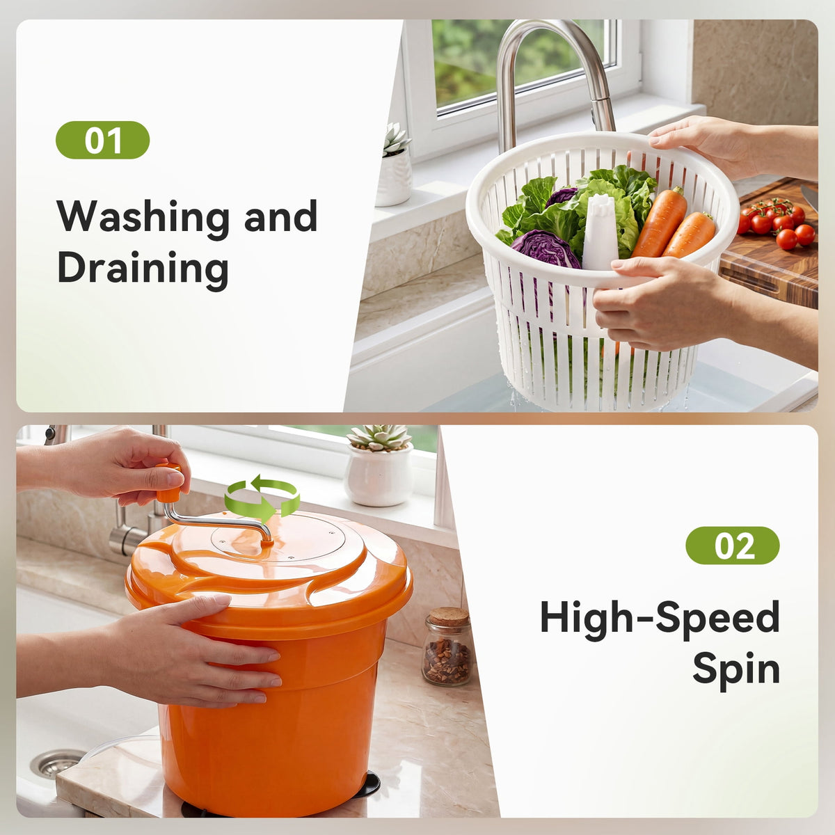 Commercial Salad Spinner, 6.6 Gallon Manual Lettuce Dryer with 4.92 Foot Drain Hose and Non-Slip Feet - Image 5