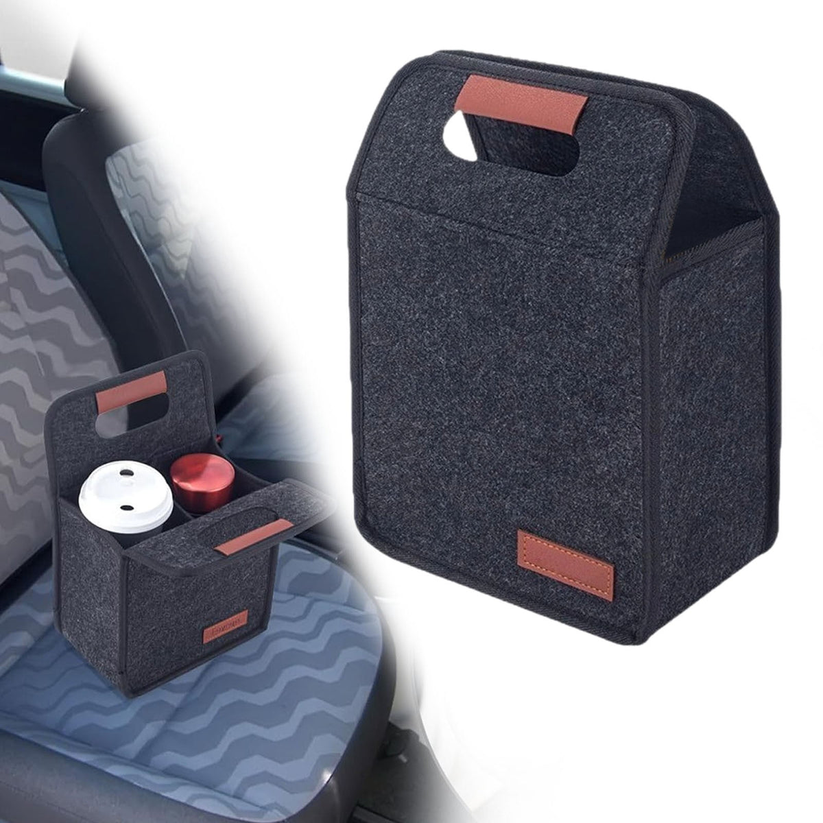 Insulated Two-Bottle Beverage Bag, Fold-Flat Drink Carrier with Foam Divider, Handle and Clear Side Pocket - Image 2