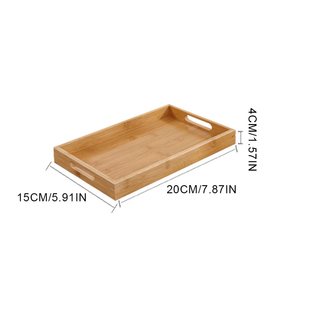 Rectangular Bamboo Serving Tray with Handles, Raised-Edge Platter for Breakfast, Drinks and Party Snacks - Image 2