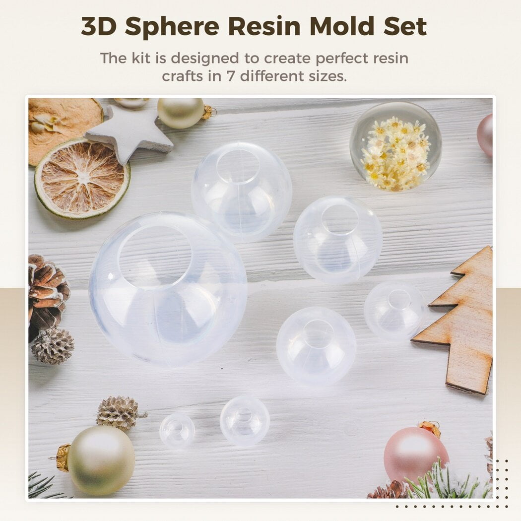 Clear Silicone Sphere Molds, 7-Piece Set, Seamless Ball Shapes for Resin, Soap and Candle Making - Image 3