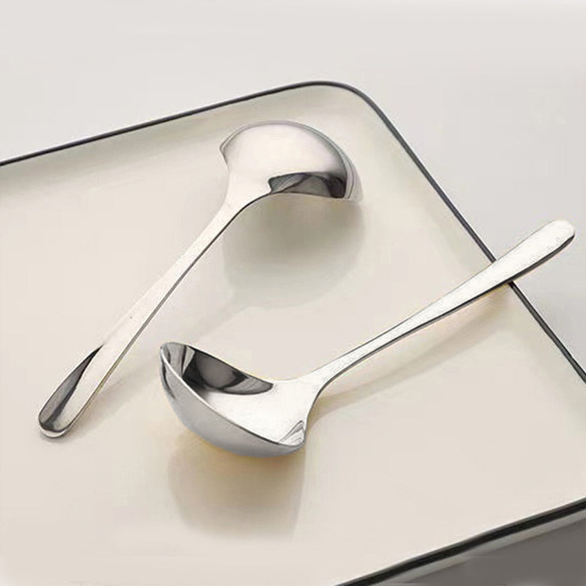 Small Stainless Steel Gravy Ladles, Set of 2, 8 Inch Sauce Spoons with Branch-Pattern Handles - Image 4