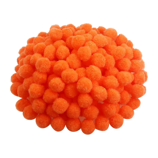Orange Craft Pom Poms, 300 Pieces, 20mm Fluffy Balls in 2 Bags for Garlands, Cards and Party Decor