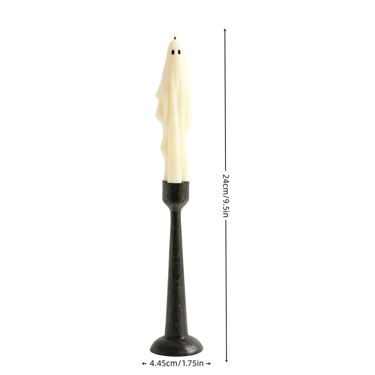 Ghost LED Taper Candle on Resin Holder, 9.5 Inch Flickering Tabletop Light for Halloween Mantels and Parties - Image 6