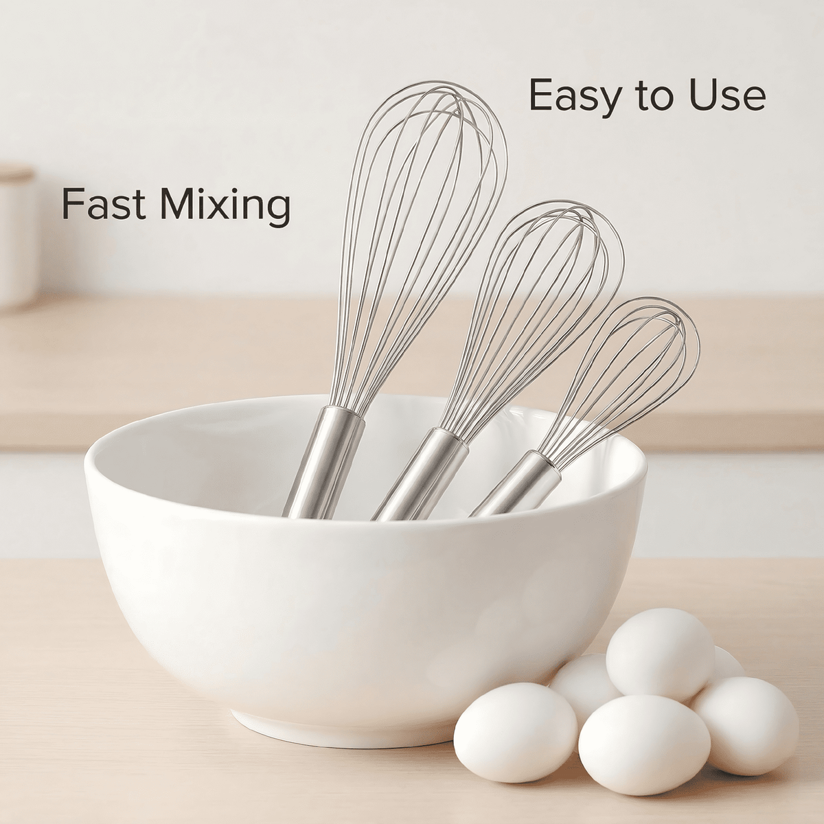 Balloon Wire Whisk Set, 3 Stainless Steel Whisks in 8, 10 and 12 Inch for Whipping, Mixing and Sauces - Image 4