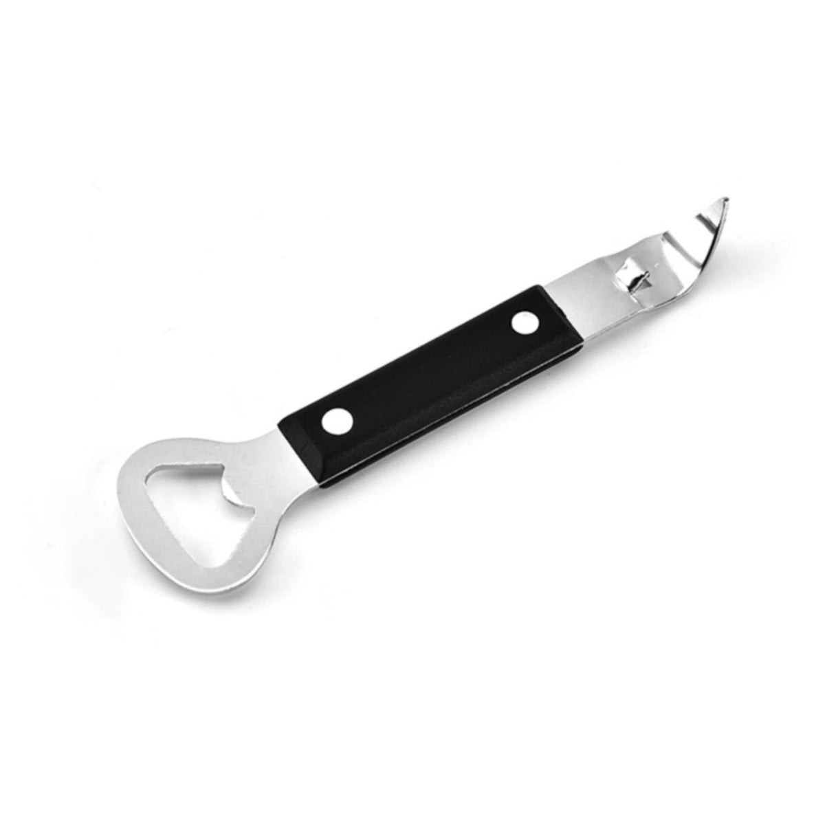 Two-in-One Bottle Opener and Can Punch, 6.1 Inch Stainless Steel Church Key with Black Handle