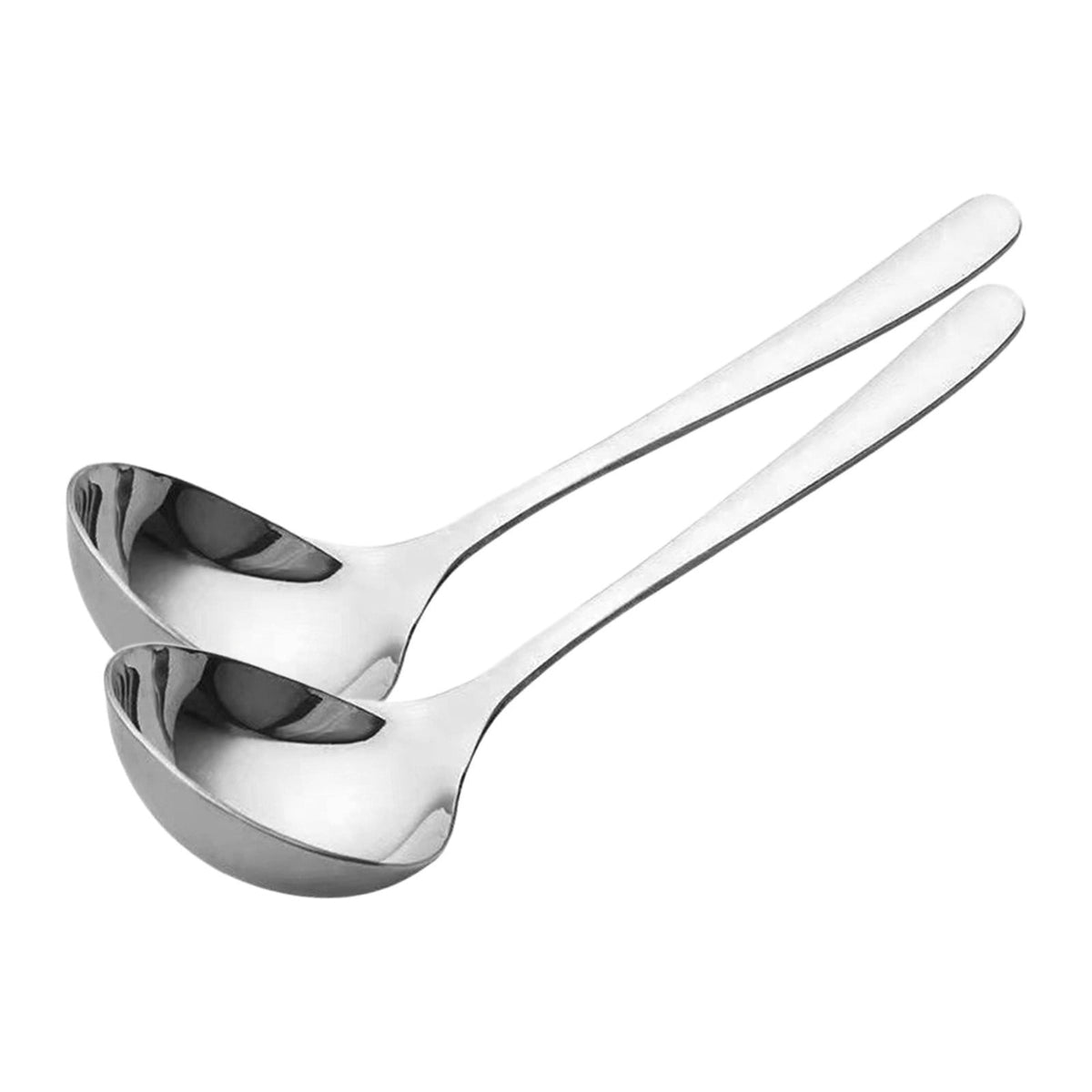 Small Stainless Steel Gravy Ladles, Set of 2, 8 Inch Sauce Spoons with Branch-Pattern Handles