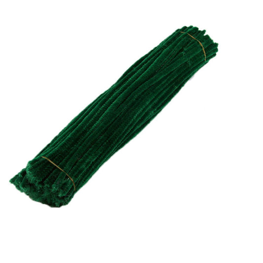 Army Green Pipe Cleaners, 100 Chenille Stems, 30cm Bendable Craft Wires for Bows, Garlands and Kids' Projects