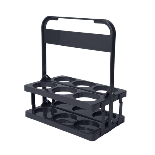 Folding Polypropylene Drink Caddy for Six Cups or Cans, 10.7 x 7.08 x 12.99 Inch Carrier with Handle