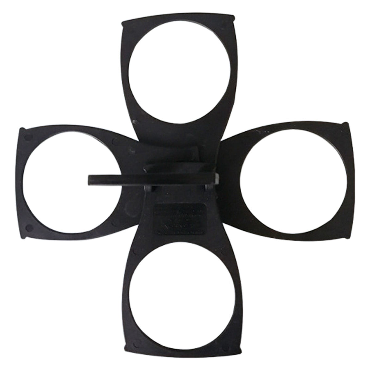 Collapsible Four-Cup Drink Caddy with Handle, Fold-Flat Black Plastic Carrier for Coffee Runs and Game Days