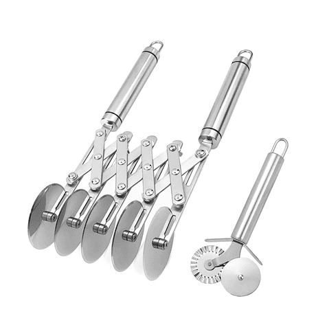 Adjustable Five-Wheel Pastry Cutter, 10.75 Inch Stainless Steel Dough Divider for Brownies, Pasta and Cookies