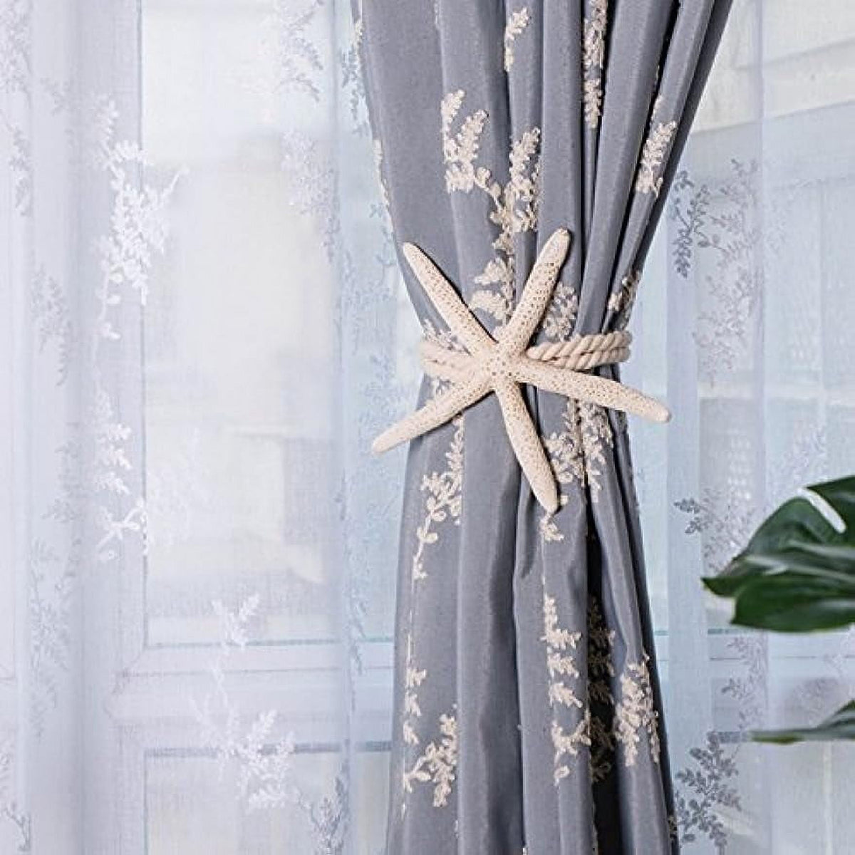 Starfish Rope Curtain Tiebacks, Set of 2, 20.47 Inch Cotton Cord Holdbacks in Beige and White - Image 6