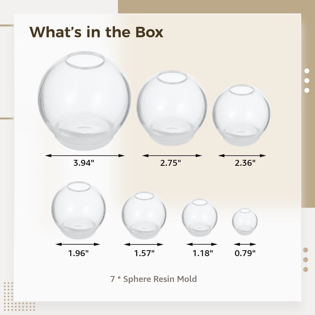 Clear Silicone Sphere Molds, 7-Piece Set, Seamless Ball Shapes for Resin, Soap and Candle Making - Image 6