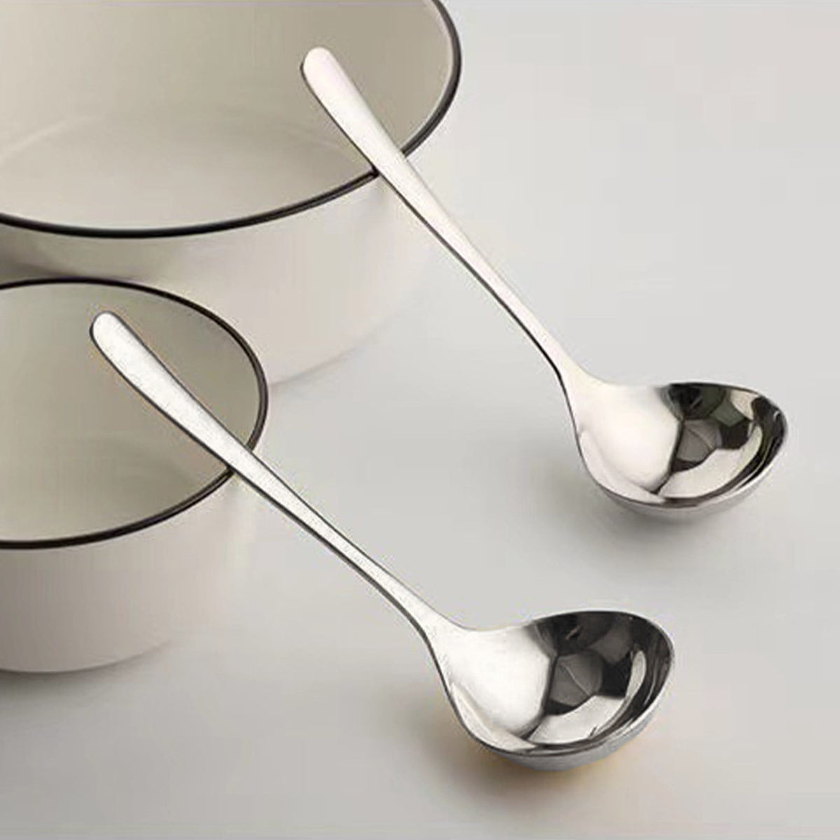 Small Stainless Steel Gravy Ladles, Set of 2, 8 Inch Sauce Spoons with Branch-Pattern Handles - Image 6