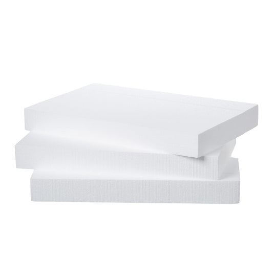 White Polystyrene Foam Blocks, 3 Pack, 17 x 11 x 2 Inch Craft Boards for Centerpieces and Floral Displays