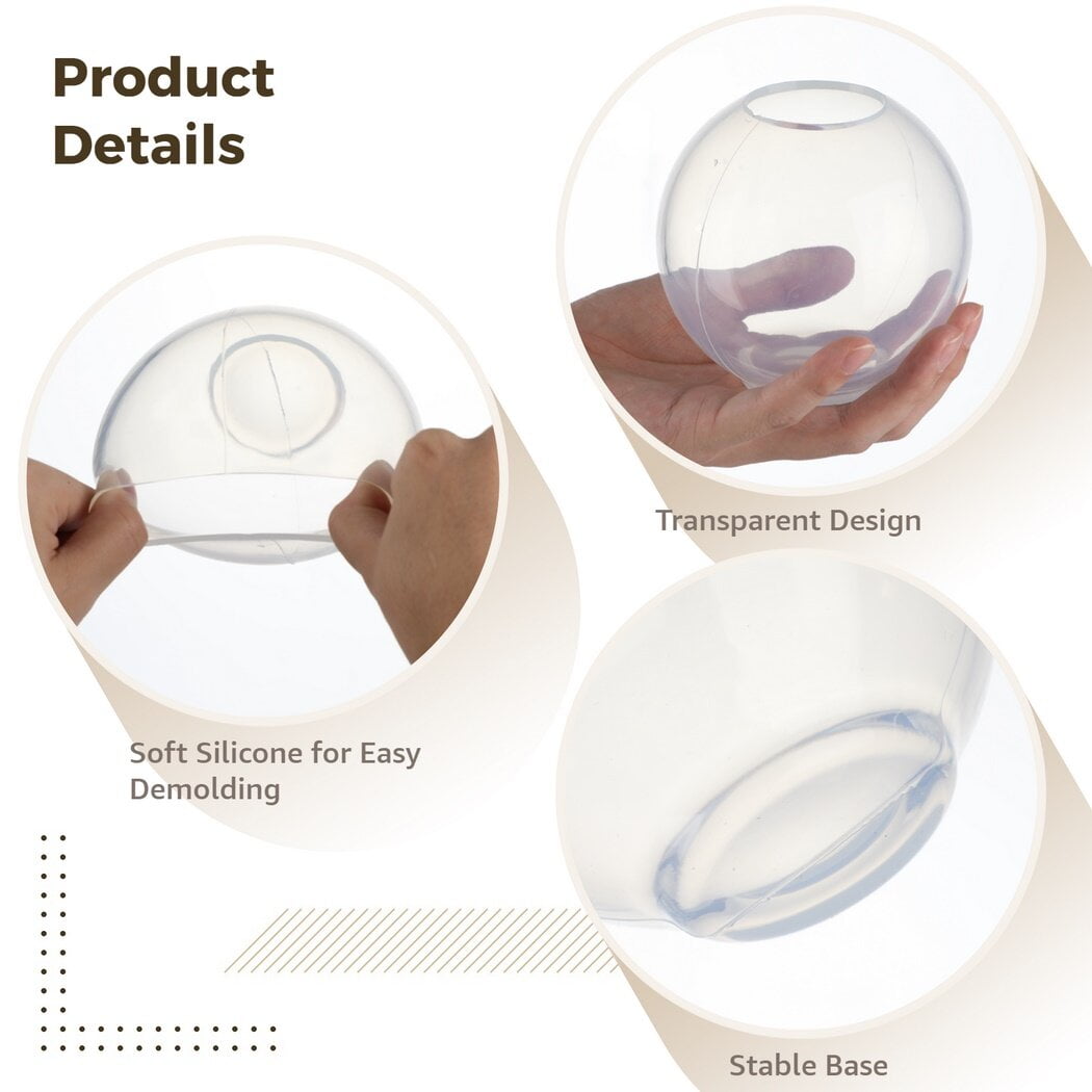 Clear Silicone Sphere Molds, 7-Piece Set, Seamless Ball Shapes for Resin, Soap and Candle Making - Image 5