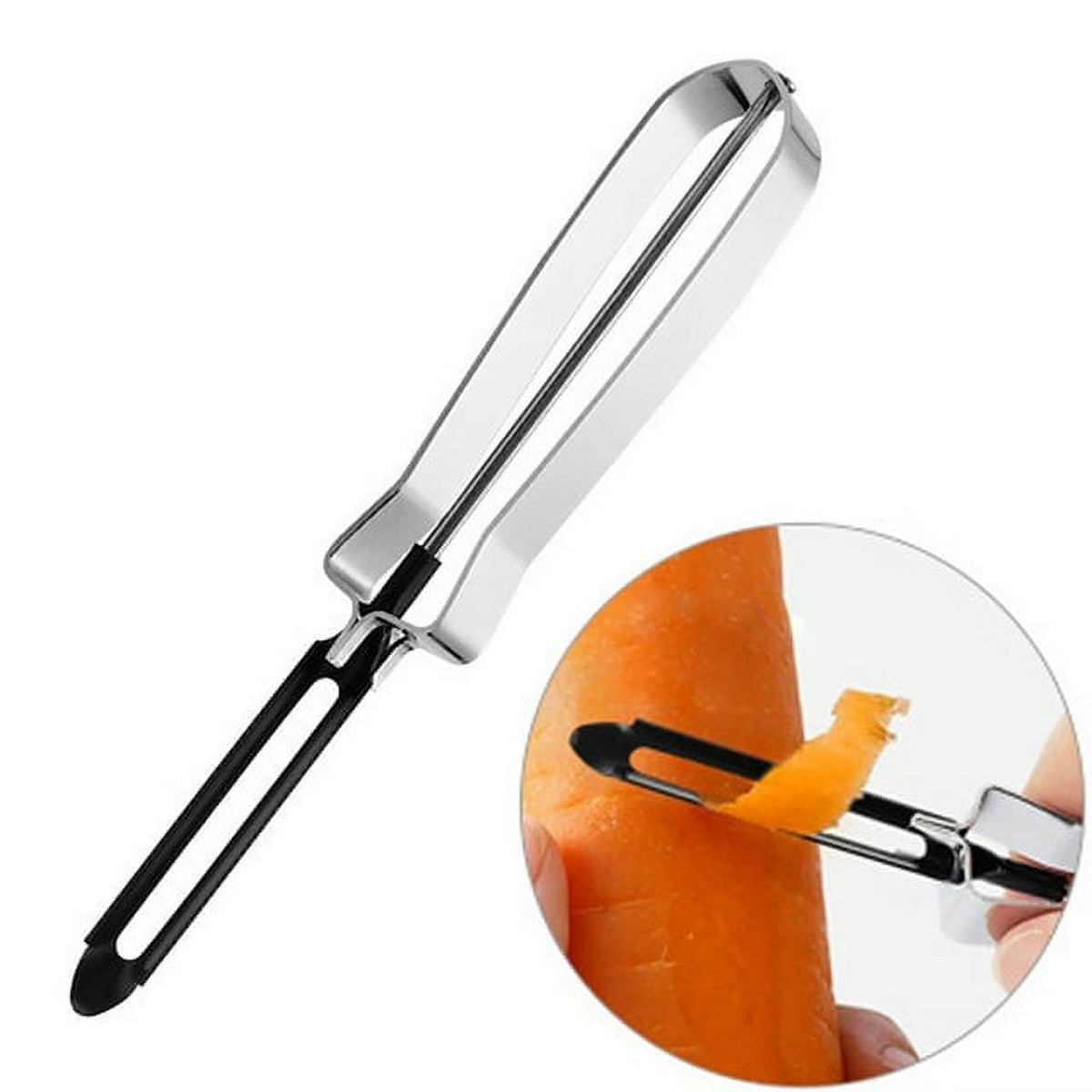 Stainless Steel Swivel Peeler for Vegetables and Fruit, with Blemish Remover for Left or Right Hand - Image 2