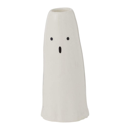 Ceramic Ghost Candlestick for Taper Candles, Available in Two Heights for Halloween Mantels and Tables