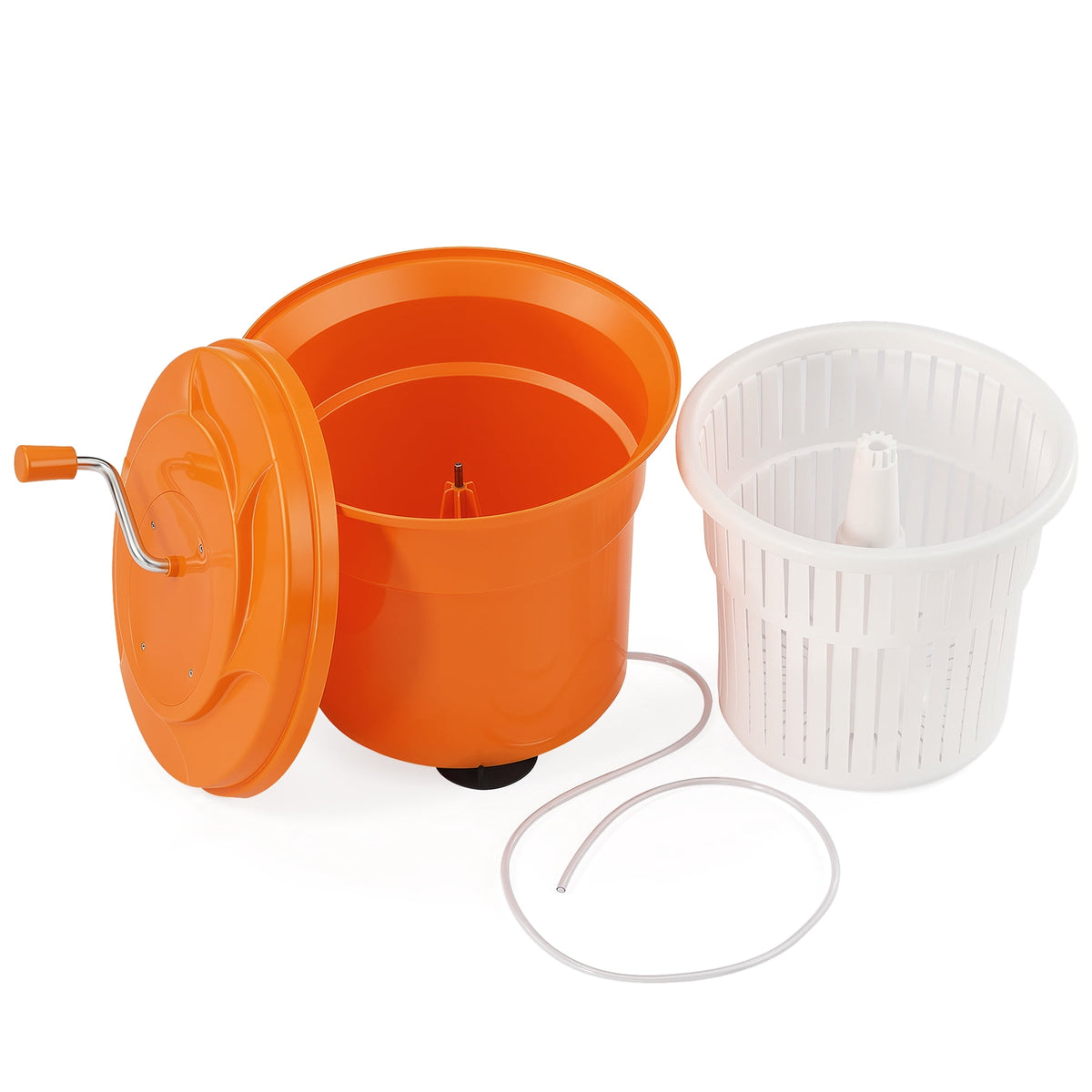 Commercial Salad Spinner, 6.6 Gallon Manual Lettuce Dryer with 4.92 Foot Drain Hose and Non-Slip Feet - Image 4