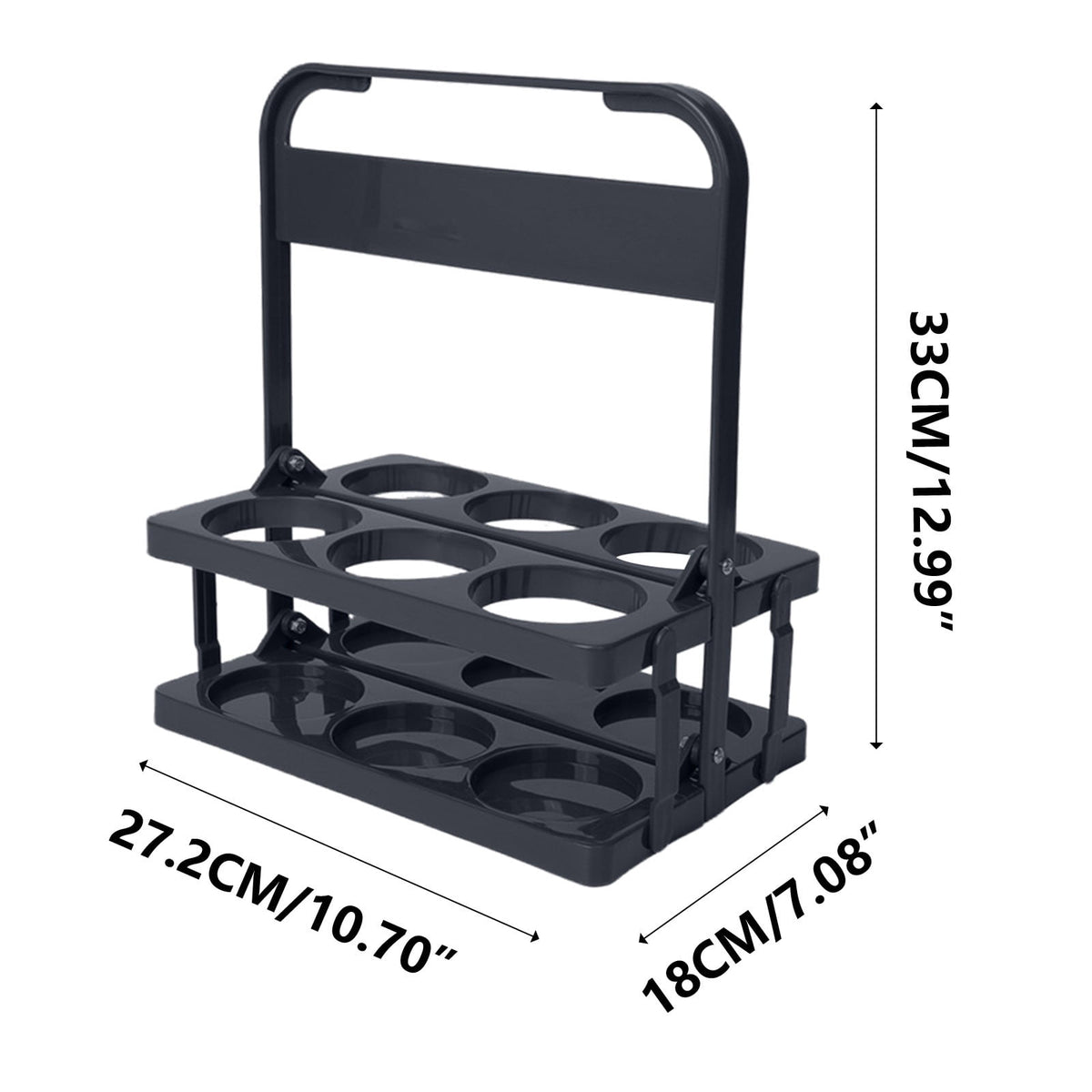 Folding Polypropylene Drink Caddy for Six Cups or Cans, 10.7 x 7.08 x 12.99 Inch Carrier with Handle - Image 2