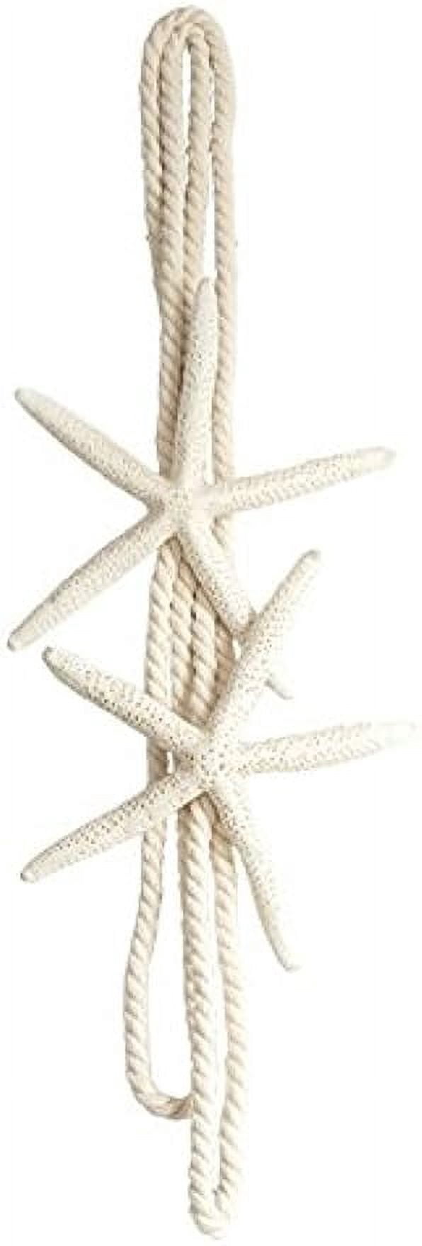 Starfish Rope Curtain Tiebacks, Set of 2, 20.47 Inch Cotton Cord Holdbacks in Beige and White