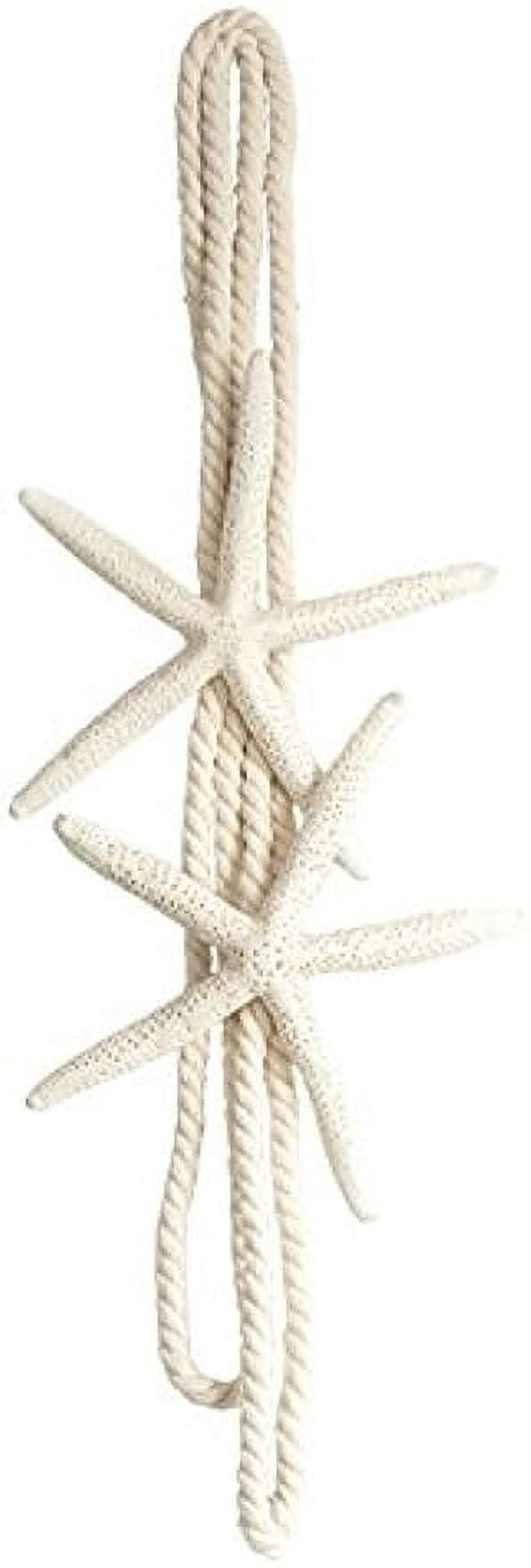Starfish Rope Curtain Tiebacks, Set of 2, 20.47 Inch Cotton Cord Holdbacks in Beige and White
