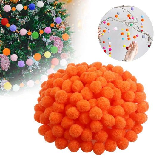 Orange Craft Pom Poms, 300 Pieces, 20mm Fluffy Balls in 2 Bags for Garlands, Cards and Party Decor - Image 2