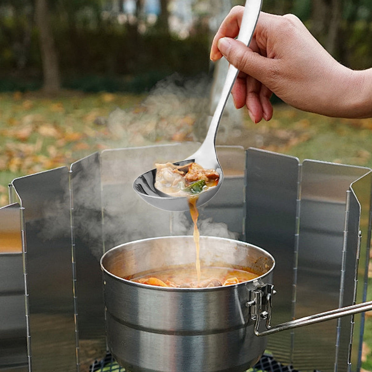 Small Stainless Steel Gravy Ladles, Set of 2, 8 Inch Sauce Spoons with Branch-Pattern Handles - Image 2