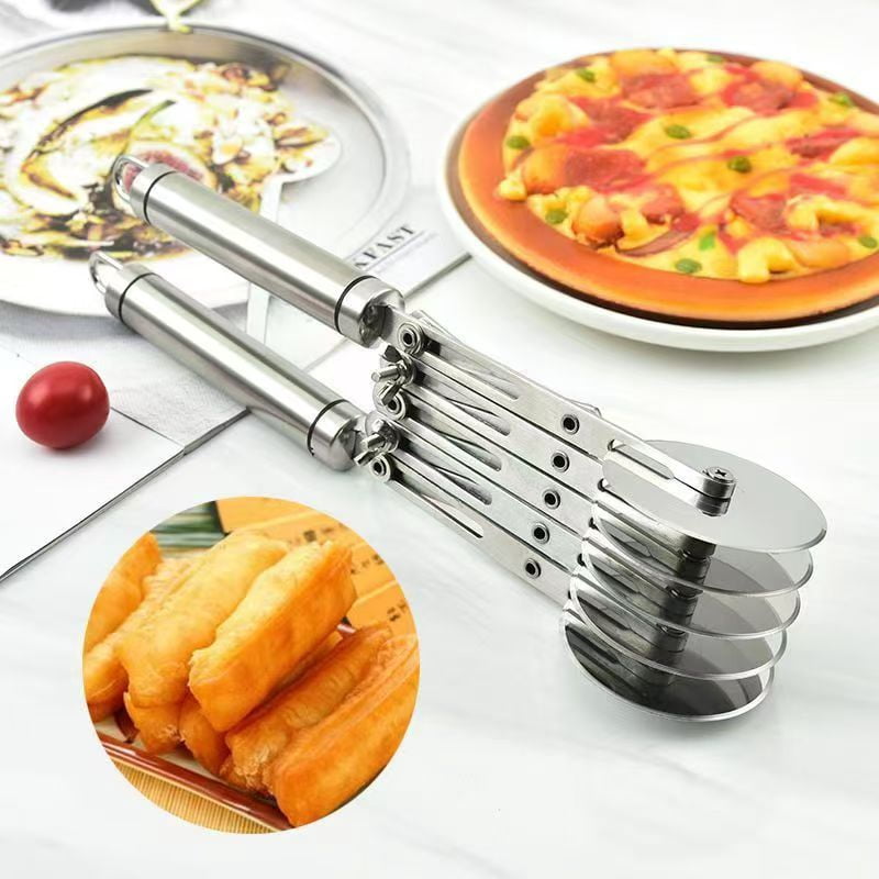 Adjustable Five-Wheel Pastry Cutter, 10.75 Inch Stainless Steel Dough Divider for Brownies, Pasta and Cookies - Image 4