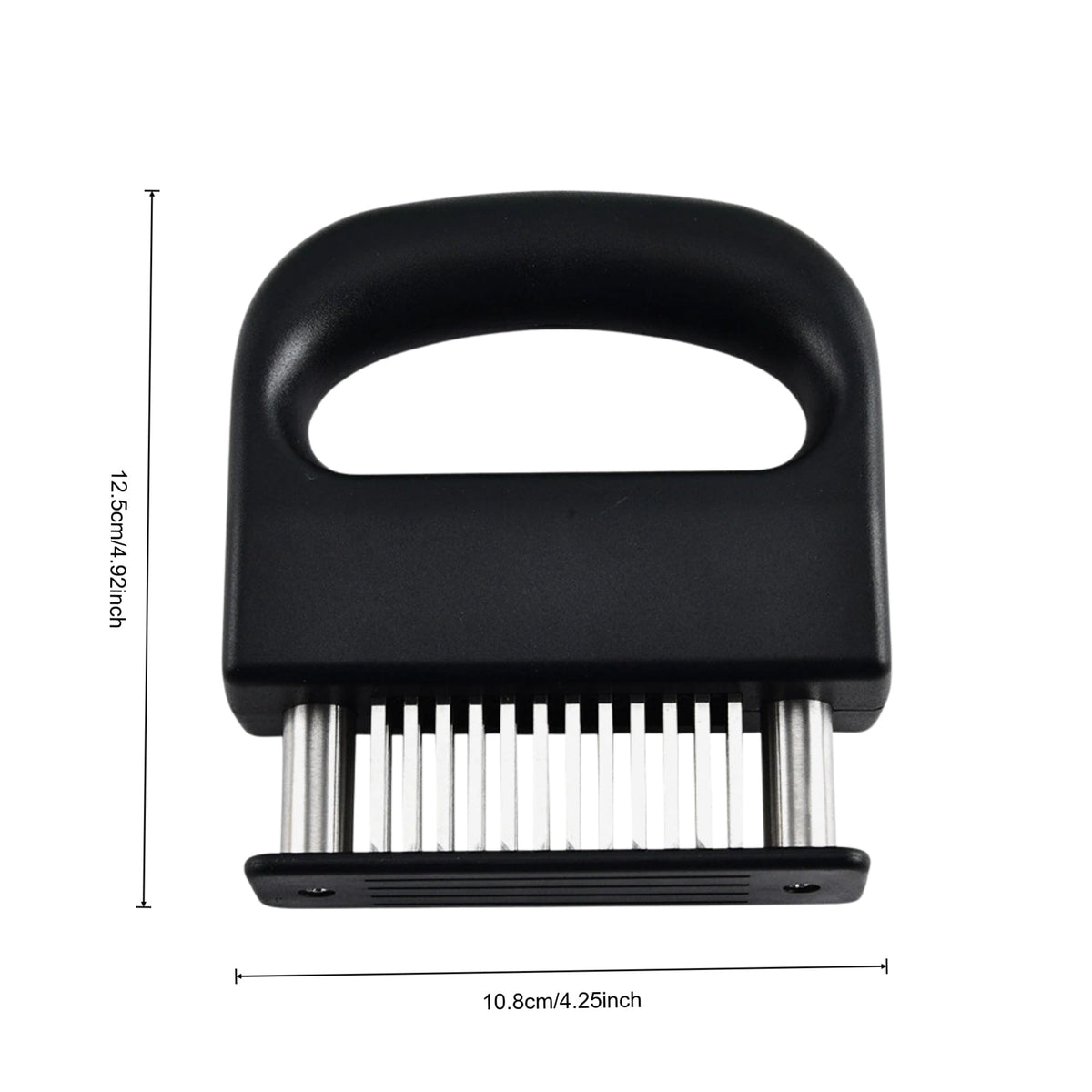 Handheld Needle Meat Tenderizer with 48 Stainless Steel Blades and Wide Black Grip for Steak and Chicken - Image 3