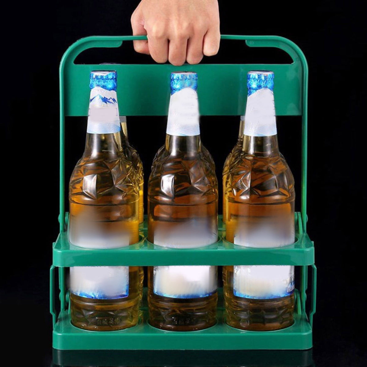 Foldable Six-Cup Drink Carrier with Handle, Reusable Plastic Beverage Tote for Parties, Bars and Deliveries - Image 5