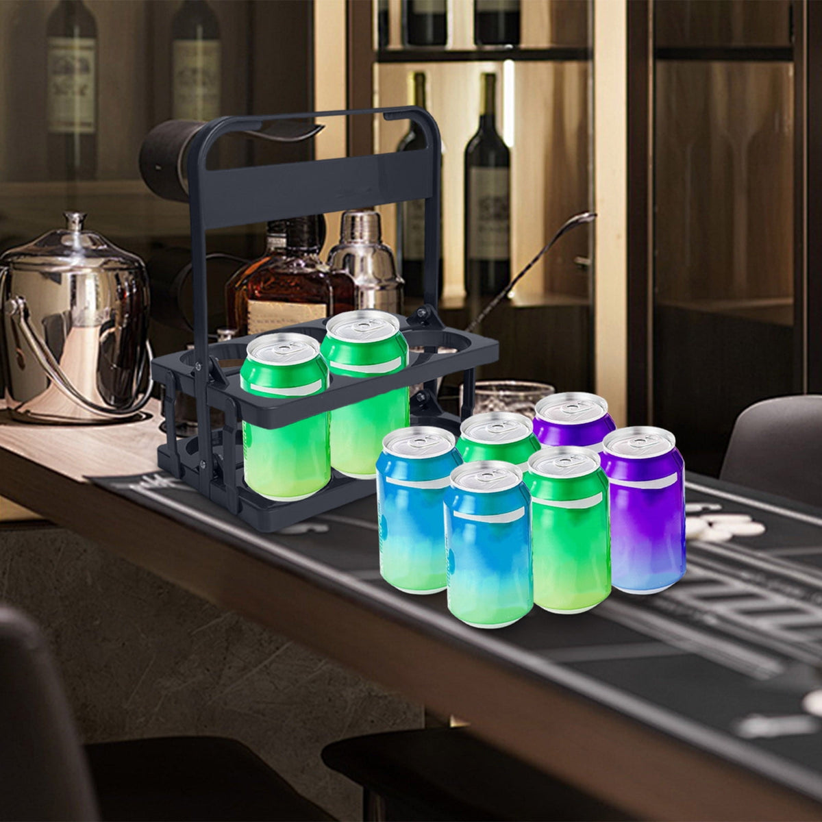 Folding Polypropylene Drink Caddy for Six Cups or Cans, 10.7 x 7.08 x 12.99 Inch Carrier with Handle - Image 5
