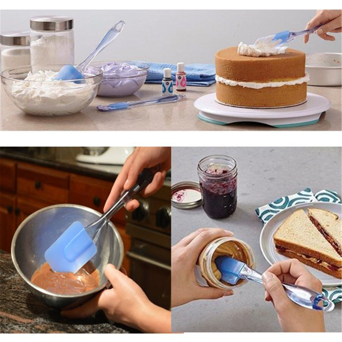 Spoon-Shaped Silicone Spatulas, Set of 3 Sizes, Heat-Resistant Flexible Scrapers for Baking and Serving - Image 4