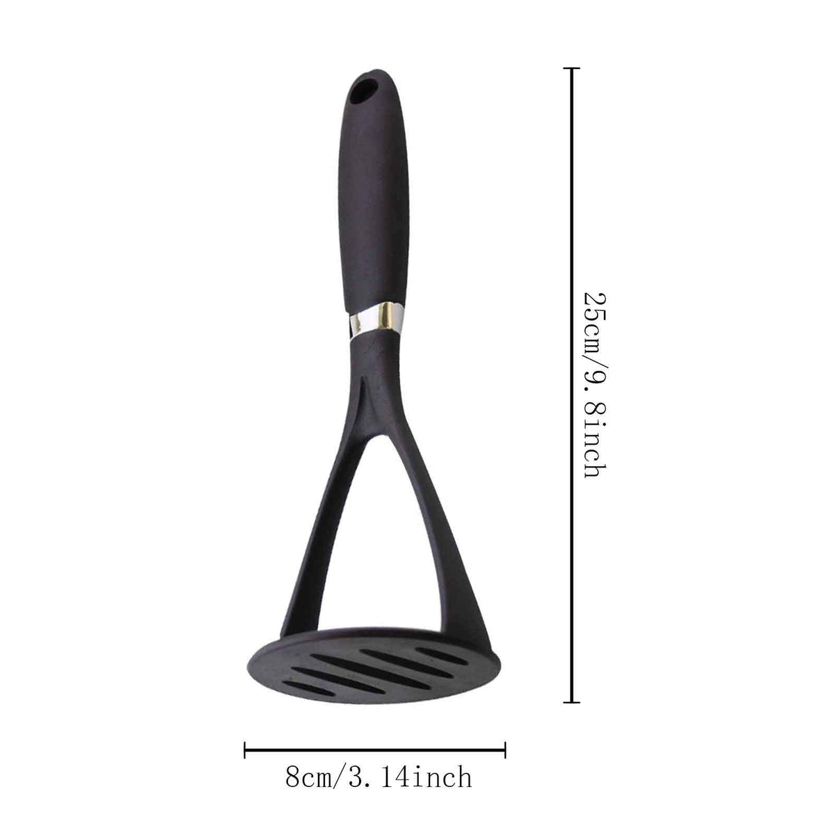 Silicone-Head Potato Masher, Heavy-Duty Metal Core with Soft Grip for Beans, Vegetables and Fruit, Black - Image 4