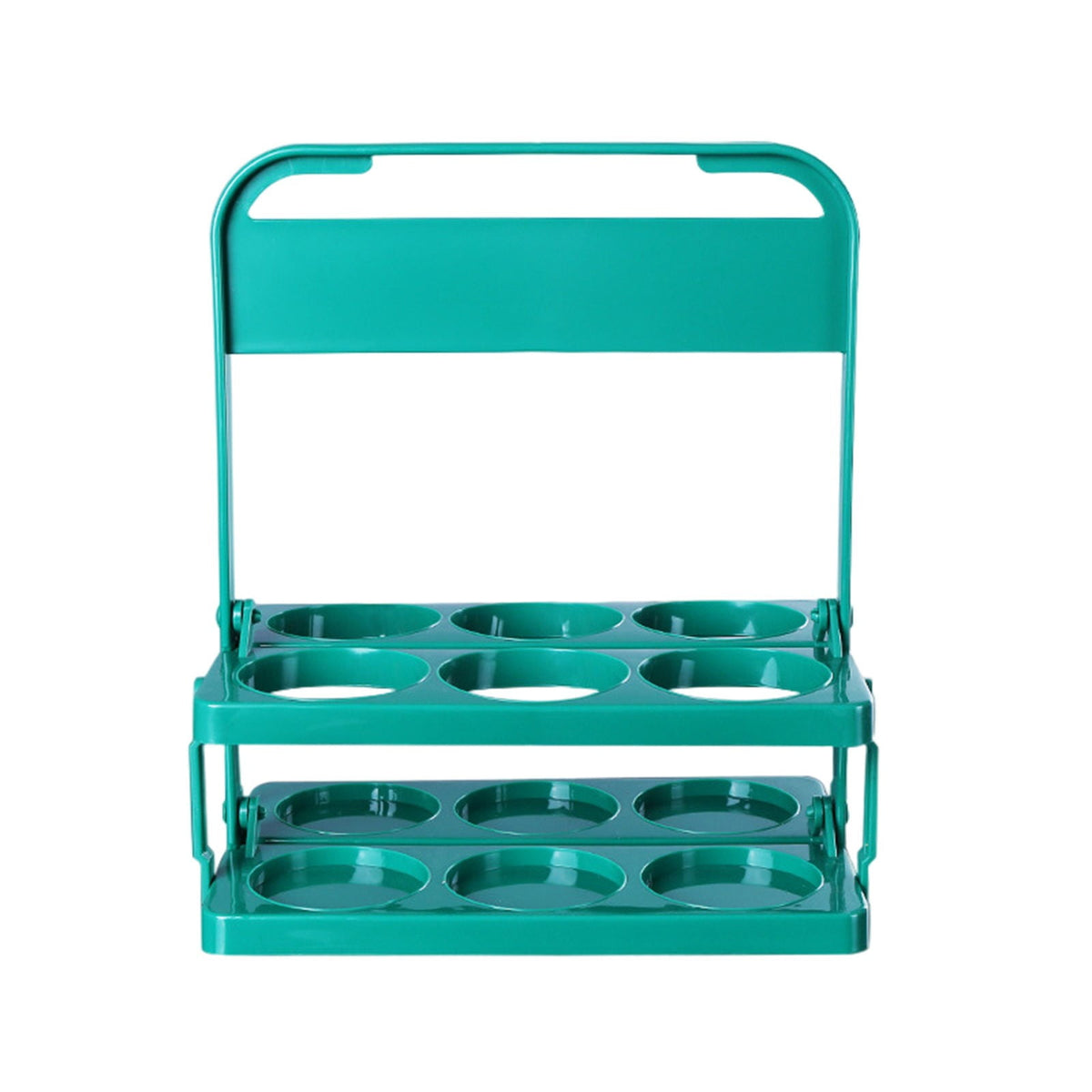 Foldable Six-Cup Drink Carrier with Handle, Reusable Plastic Beverage Tote for Parties, Bars and Deliveries