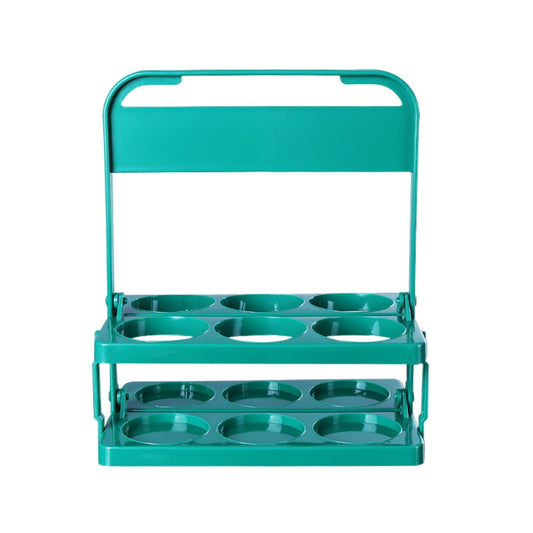 Foldable Six-Cup Drink Carrier with Handle, Reusable Plastic Beverage Tote for Parties, Bars and Deliveries