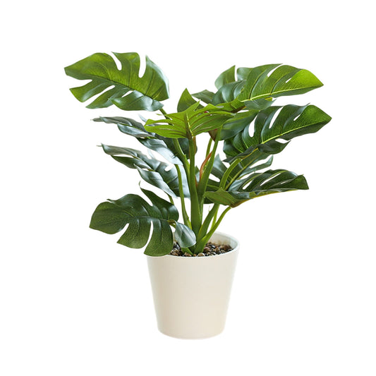 Artificial Potted Green Plant, Small Faux Tabletop Greenery in Pot for Shelves, Desks and Party Tables